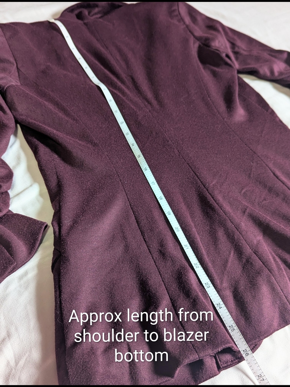 Ricki's GUC Plum/Burgundy Ruched 3/4 Sleeve Blazer Knit Suit Jacket Size XSmall - Picture 11 of 13
